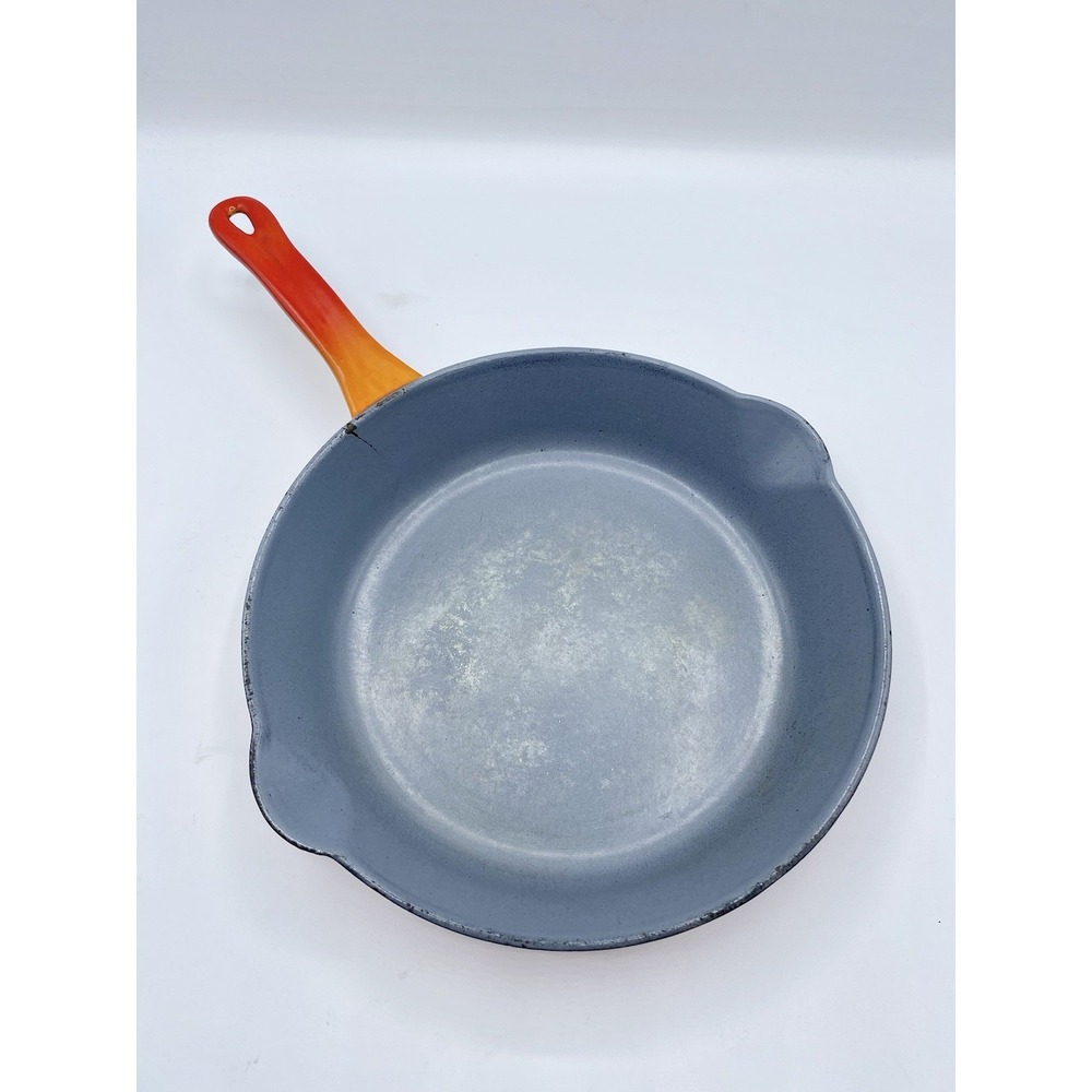 DESCOWARE 9" Flame Red / Orange Enamel Frying Pan Skillet Belgium